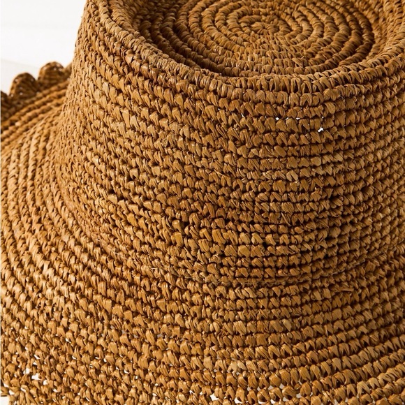 Anthropologie Wyatt Evelyn Boater Bucket Hat Honey Raffia One Size Travel New - Picture 4 of 8